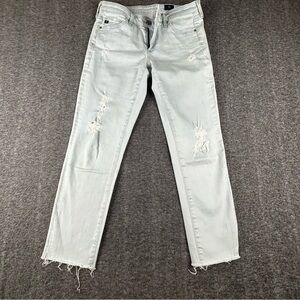 AG Adriano Goldschmied Light Gray Distressed Jeans Size 27 The Stilt Crop